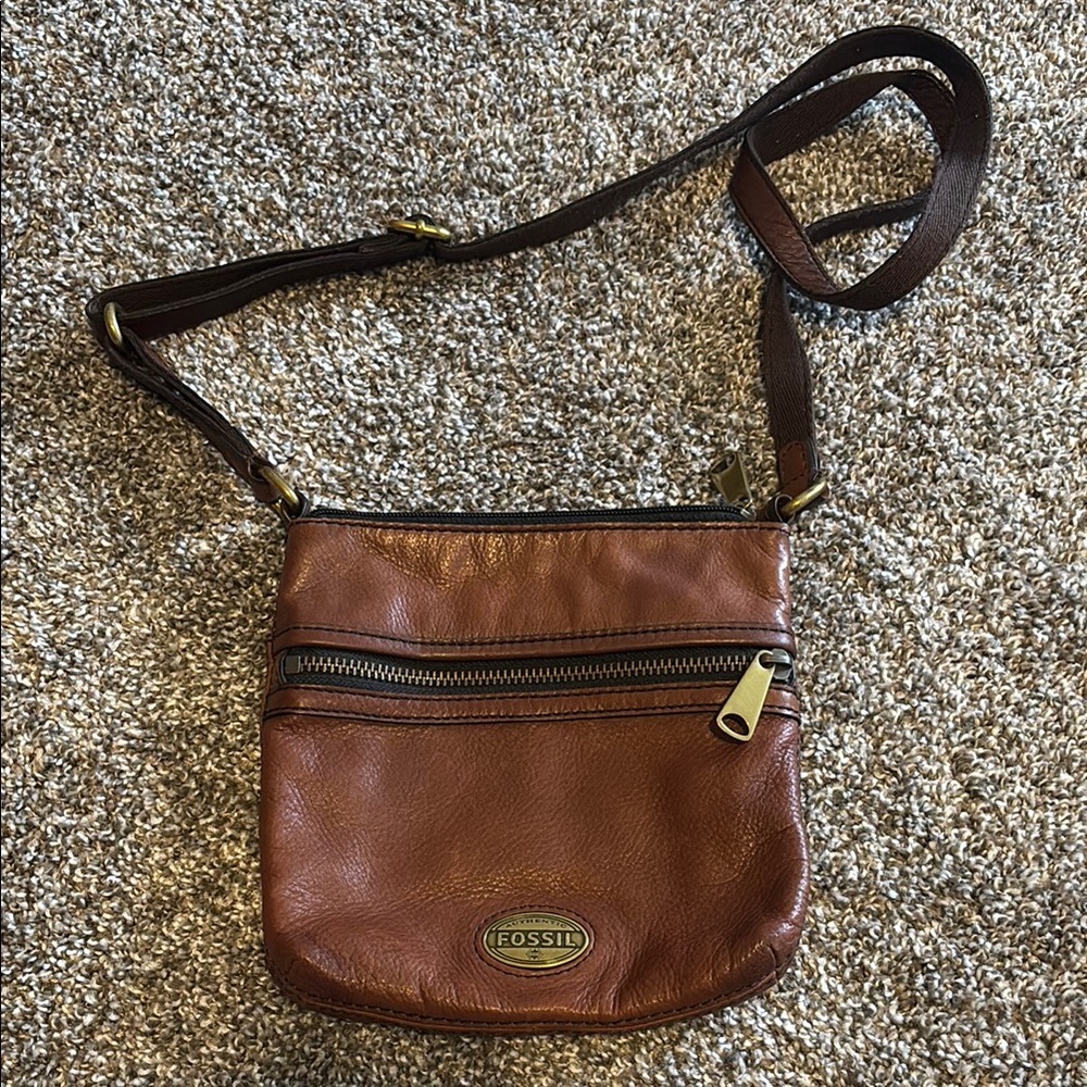 Fossil Brown Leather Crossbody Bag